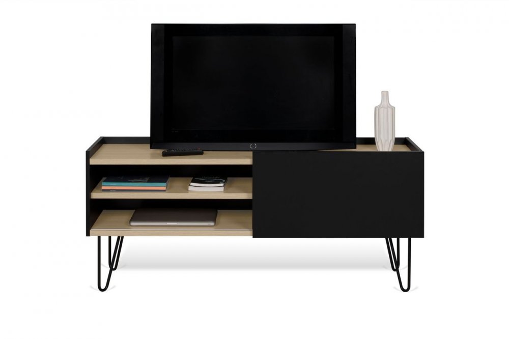Meuble TV design NINA  Chêne clair et noir 